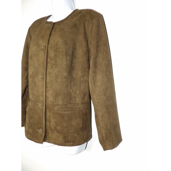 Linea Louis Dell Olio Womens 18W Faux Suede Cardigan Brown Old Money Lined Quiet - Picture 4 of 13